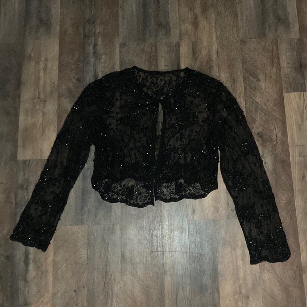Beaded Sheer Black Jacket Top
